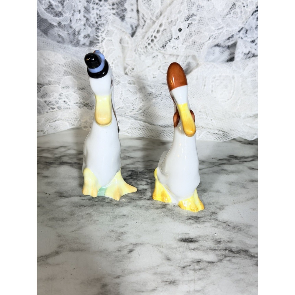Herend Duck Couple Pair Pipe Hat Scarf Bonnet Vtg Set of 2 Mint (A3169) - Picture 5 of 7